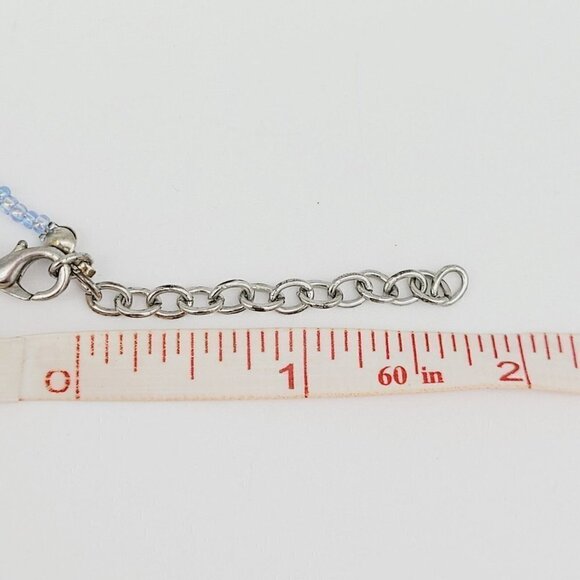 Blue Swirl Glass Beaded Necklace AB Seed Beads 20" Minimalist Simple Timeless - Picture 7 of 8